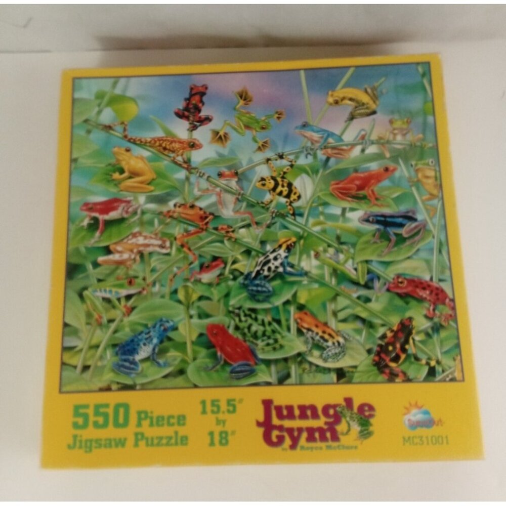 SunsOut 500 Pieces Jigsaw Puzzle Jungle Gym (Frogs) 100% Complete